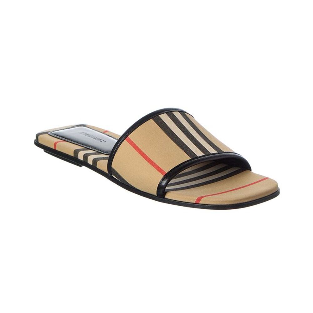 Burberry Check Canvas & Leather Sandal, Brown